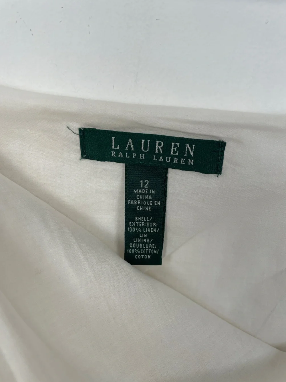 Lauren Ralph Lauren Linen Boho Embroidered Lattace Women's 12 Off White Skirt - Picture 9 of 9